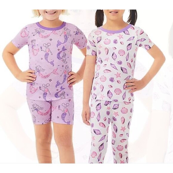 Girl's 3T 4-Piece Pajama Set Member's Mark Cotton 2 tops, 1 pants, 1 shorts - Picture 1 of 5